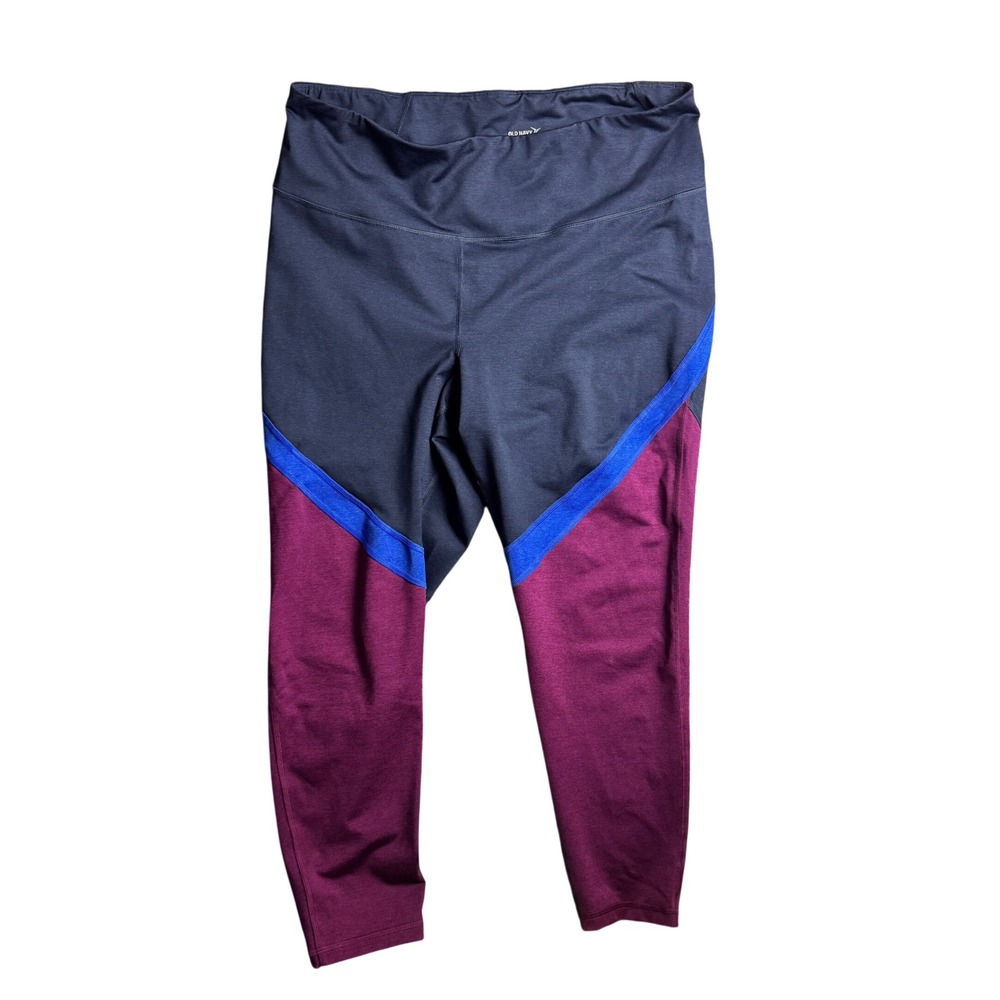 Old Navy Active Go-Dry XXL Colorblock Leggings Grey Berry Blue Athletic Pants